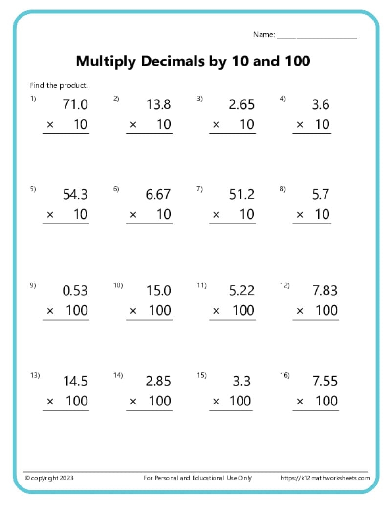 Multiplying Decimals Worksheets Multiplying Decimals Worksheets