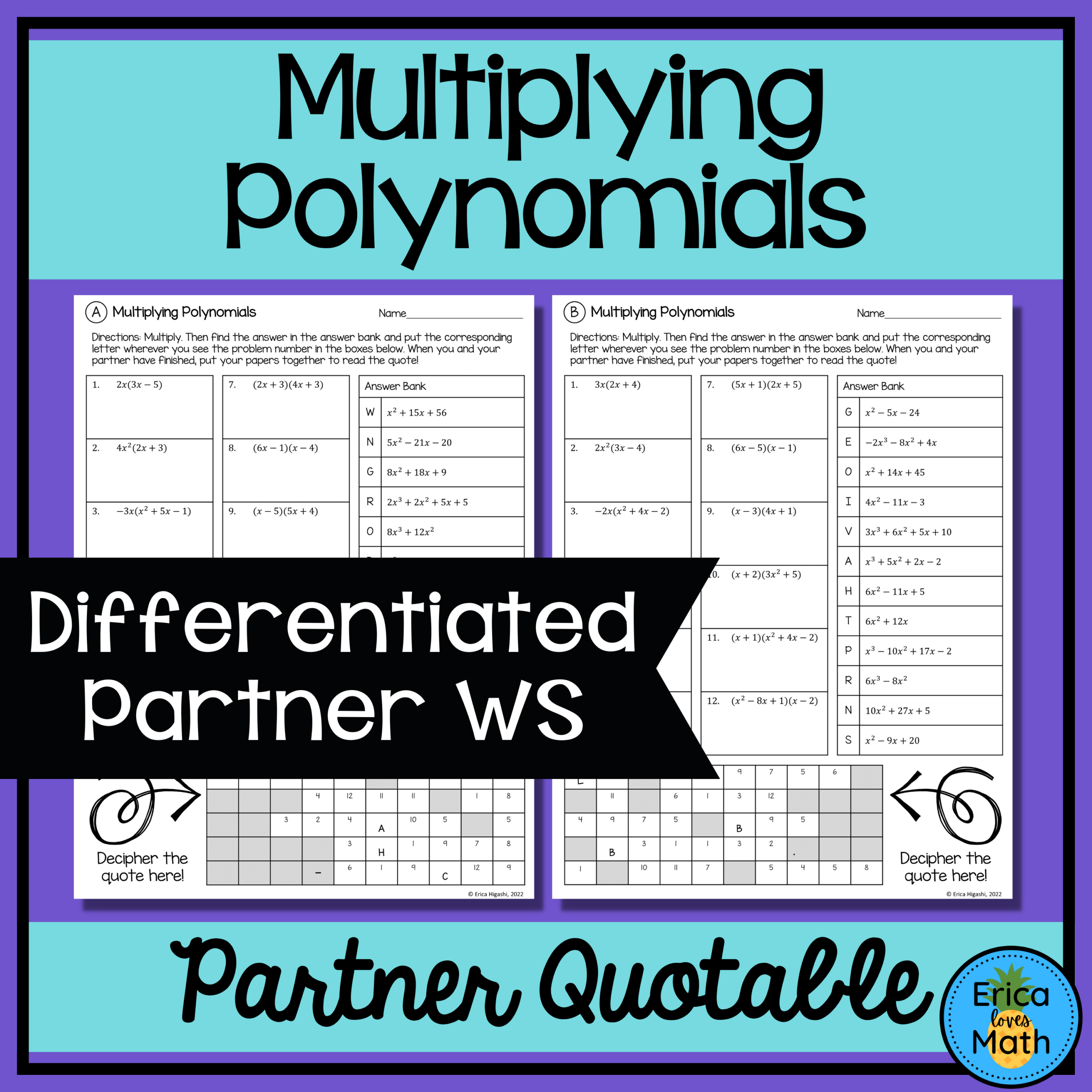 Multiplying Polynomials Maze Worksheet Answers