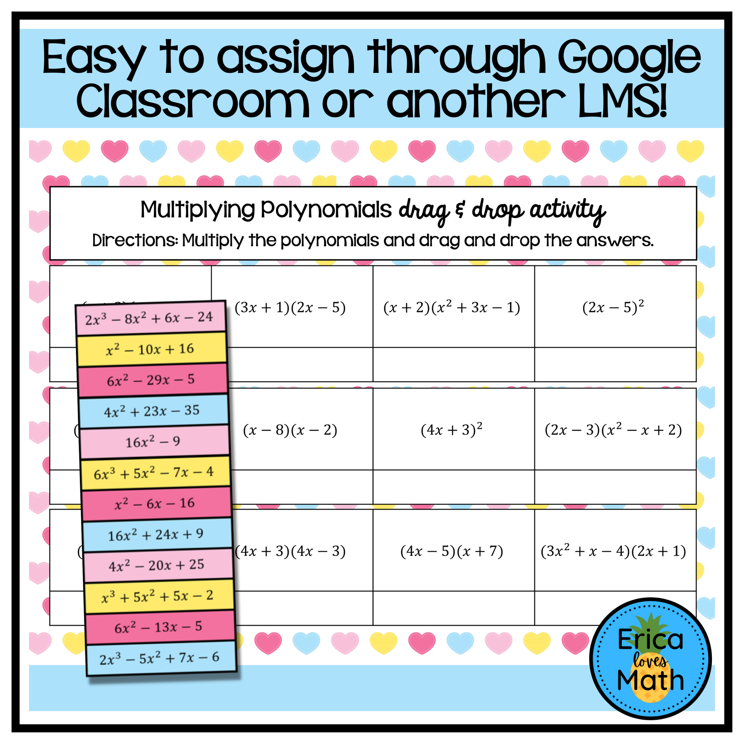 Multiplying Polynomials Digital Activity Drag U0026 Drop Classful