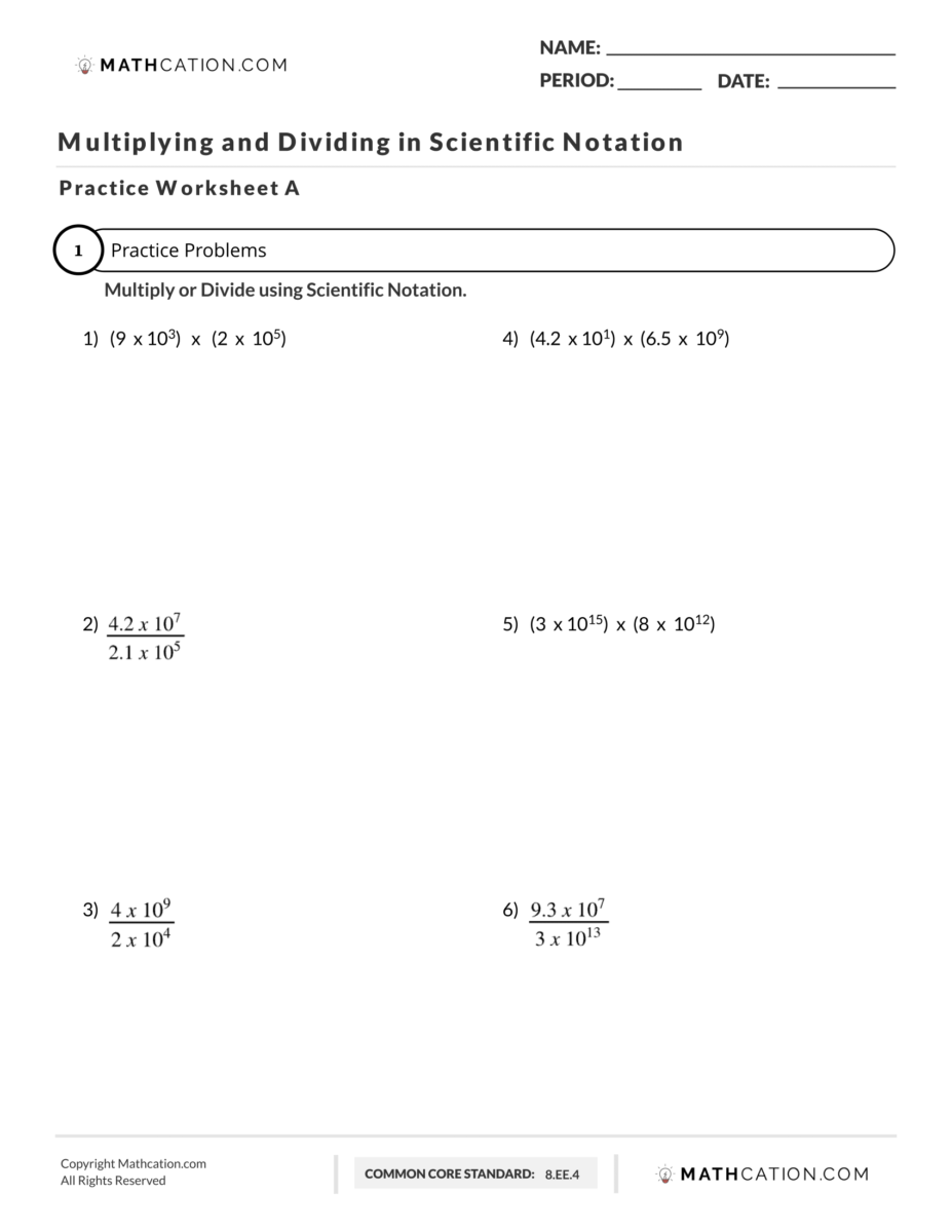 Multiplying Scientific Notation Worksheet Examples And Rules