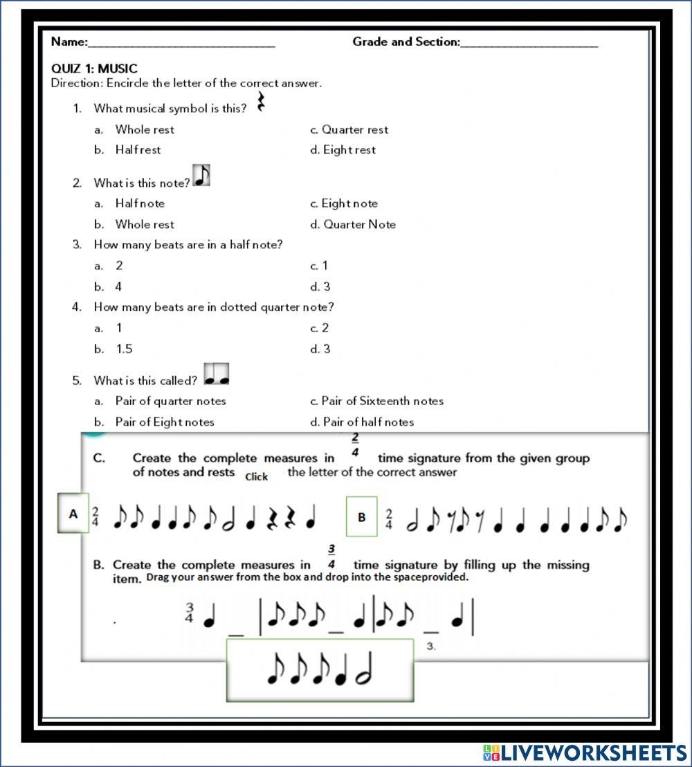 Music 5 Worksheets Library