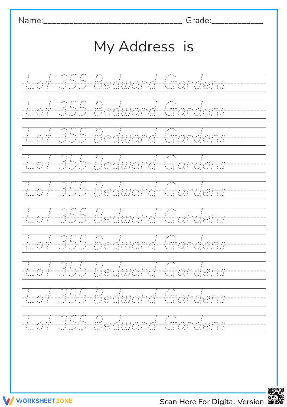 My Address Writing Practice Worksheet Worksheet My Address Writing Practice Worksheet Worksheet