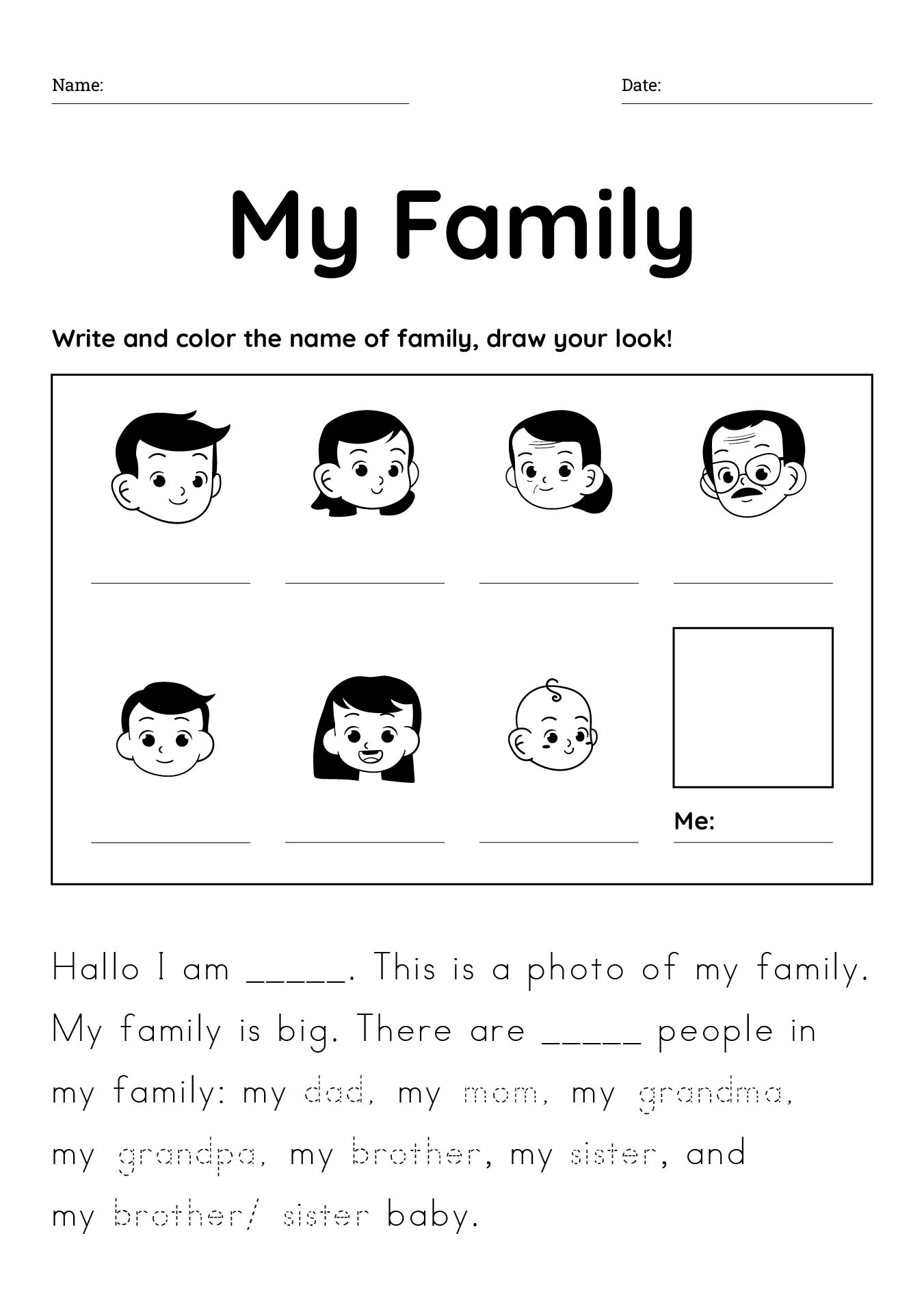 Family Themed Printable Worksheets Family Themed Printable Worksheets