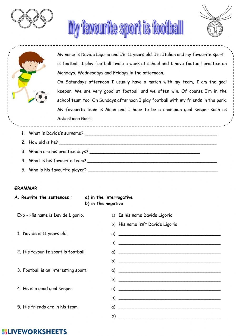 My Favourite Sport Is Football Interactive Worksheet Reading Worksheets Library My Favourite Sport Is Football Interactive Worksheet Reading Worksheets Library