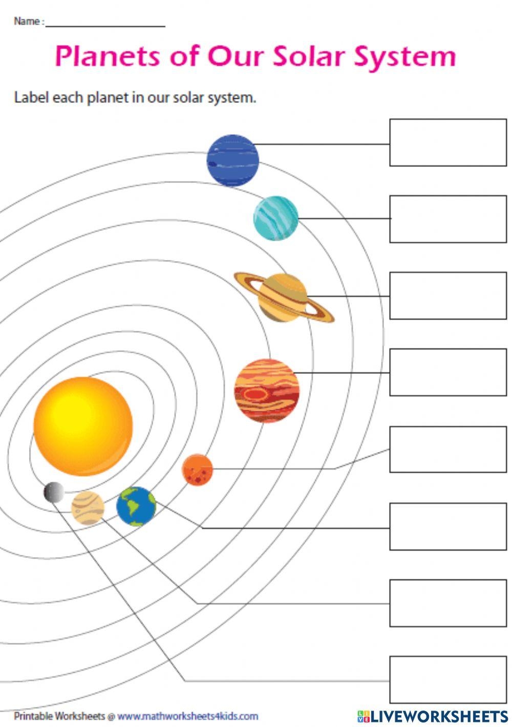 Name The Planets Worksheet For Second Grade Worksheet Live Worksheets Library