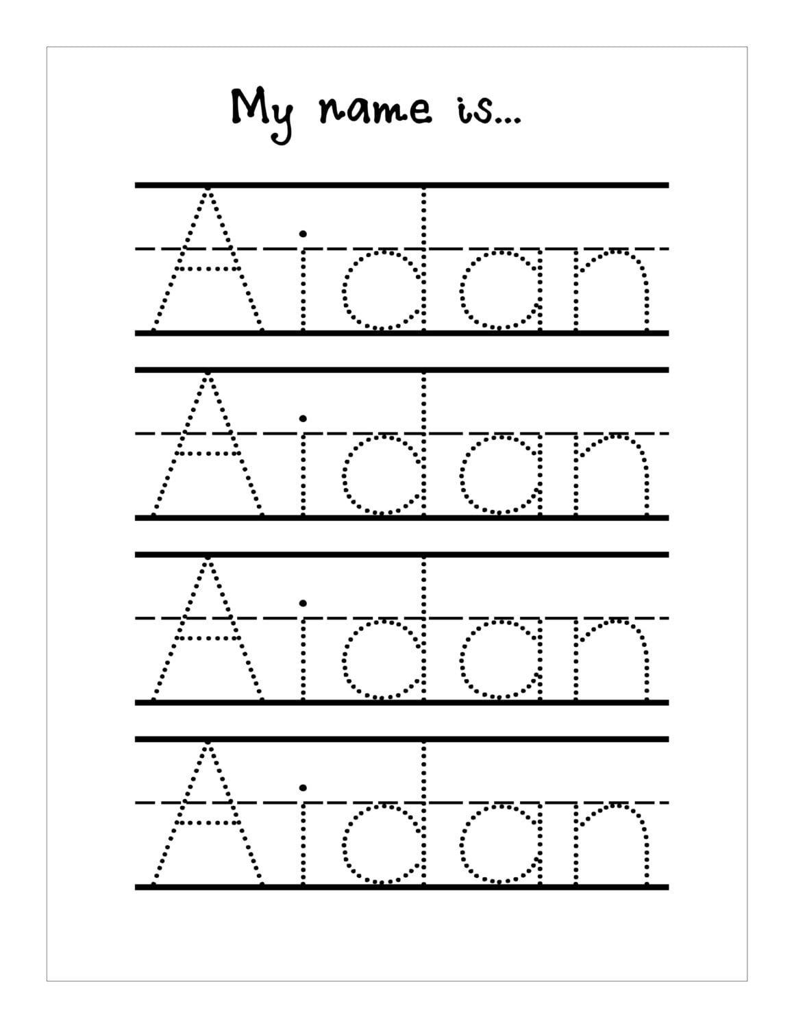 Name Trace Worksheet DIGITAL FILE Printable For Pre Schoolers Name Trace Worksheet DIGITAL FILE Printable For Pre Schoolers