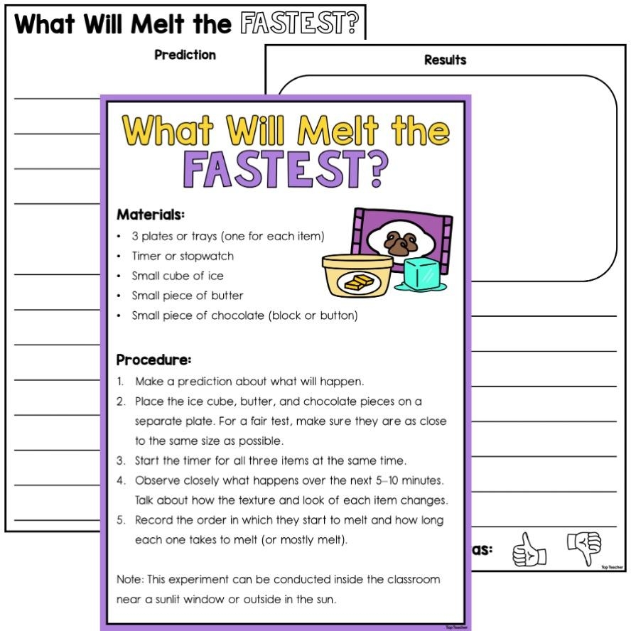 National Science Week What Will Melt The Fastest Experiment Top Teacher