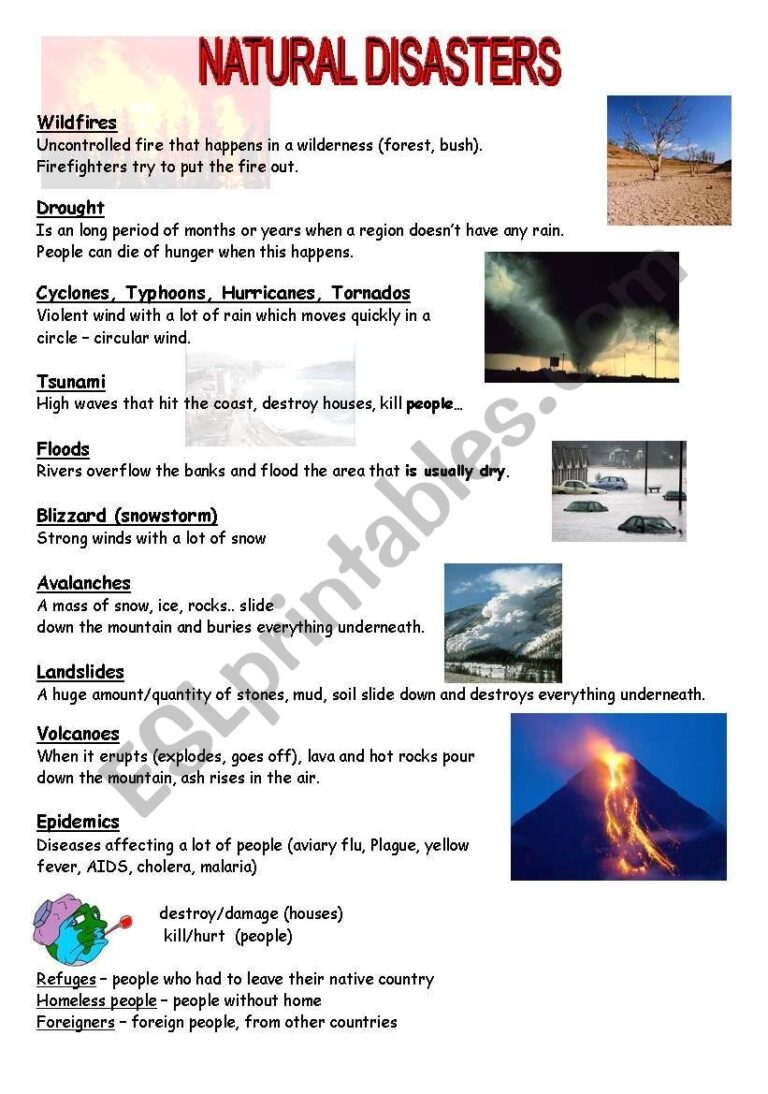 Natural Disasters ESL Worksheet By Mojcafurlan