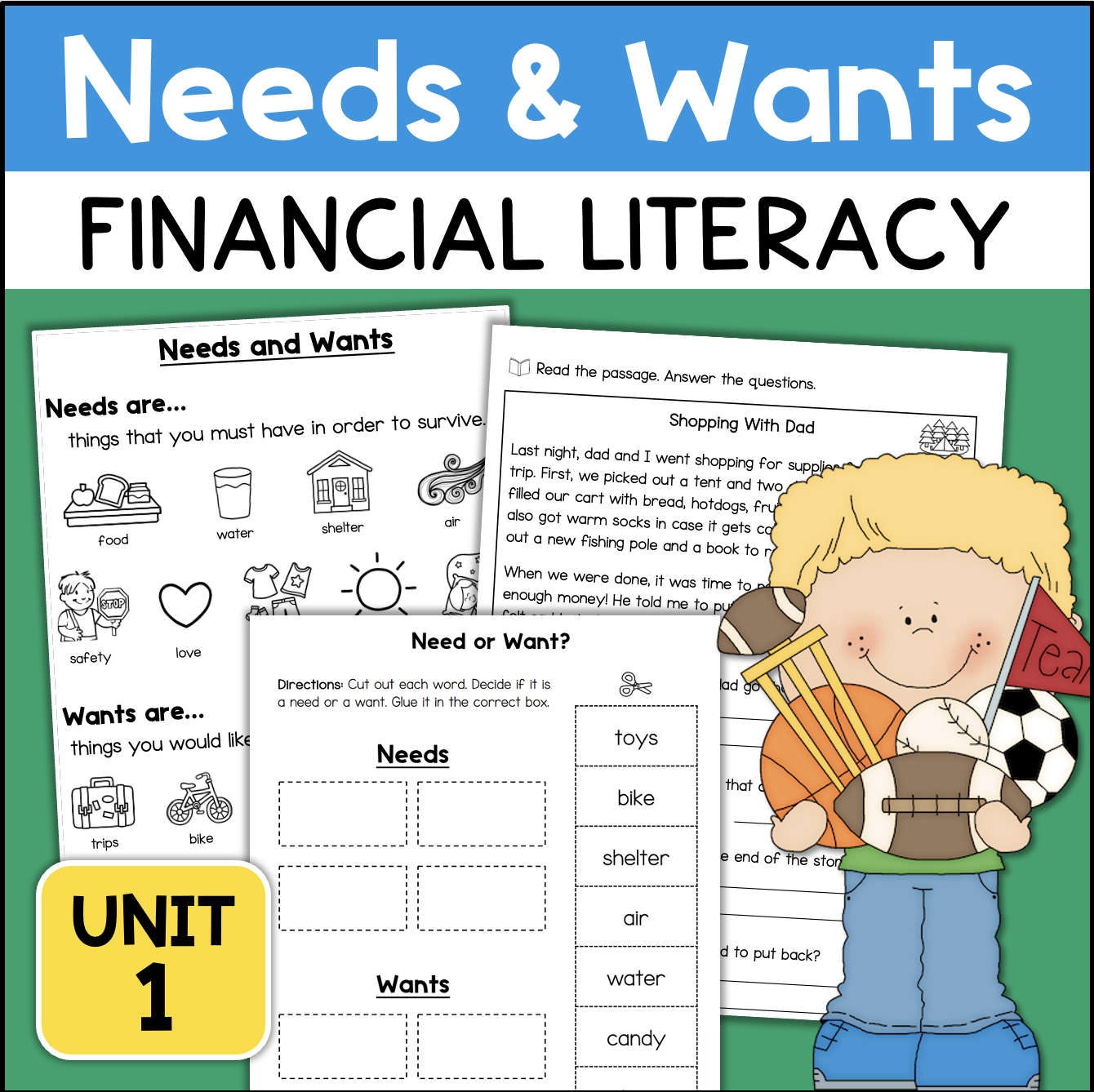 NEEDS And WANTS Sort Worksheets Financial Literacy Economics Activities Made By Teachers