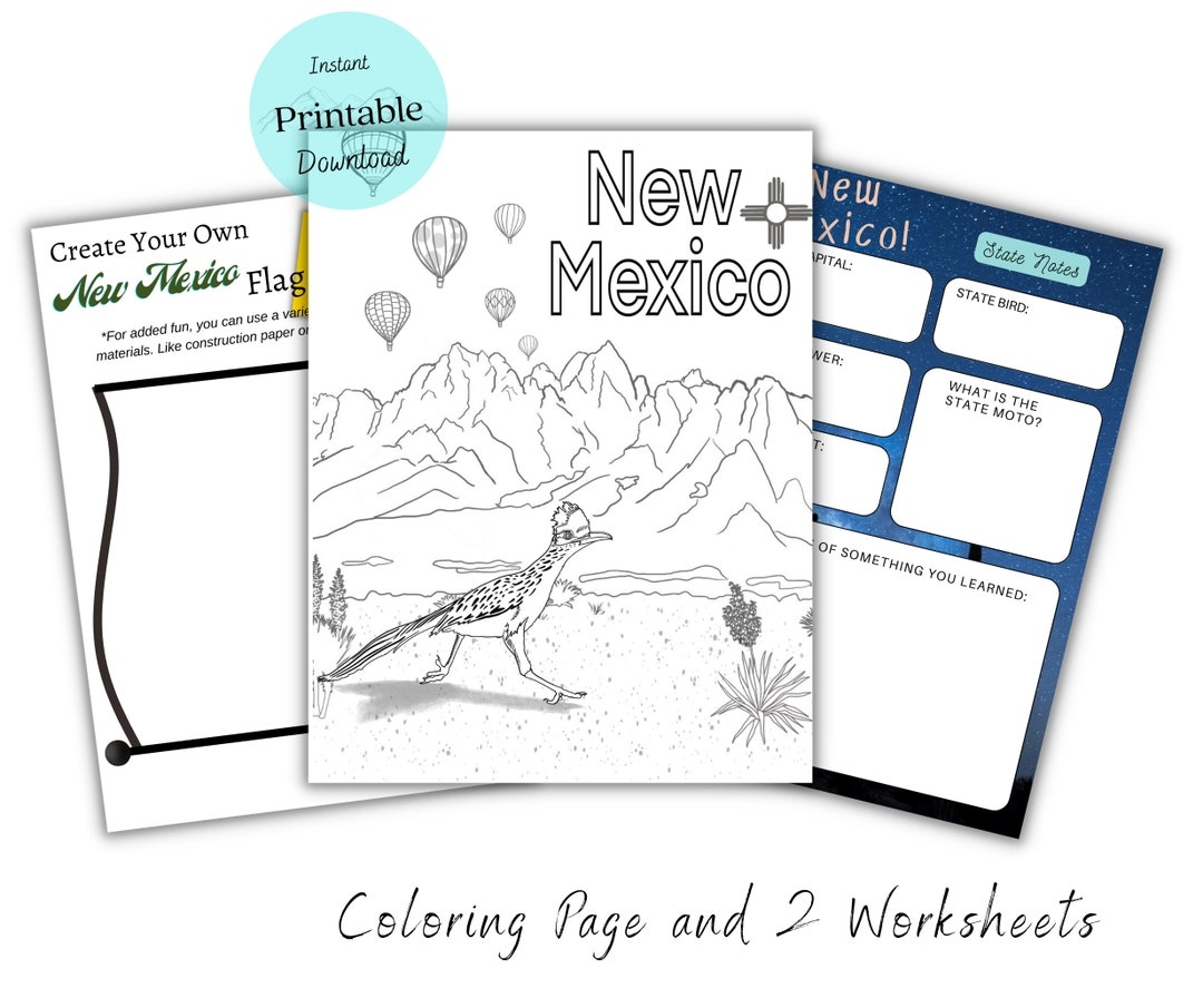 New Mexico Coloring Page Travel Activity State Notes digital Download Etsy New Mexico Coloring Page Travel Activity State Notes digital Download Etsy