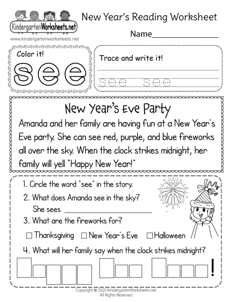New Year s Reading Worksheet Free Printable Digital U0026 PDF