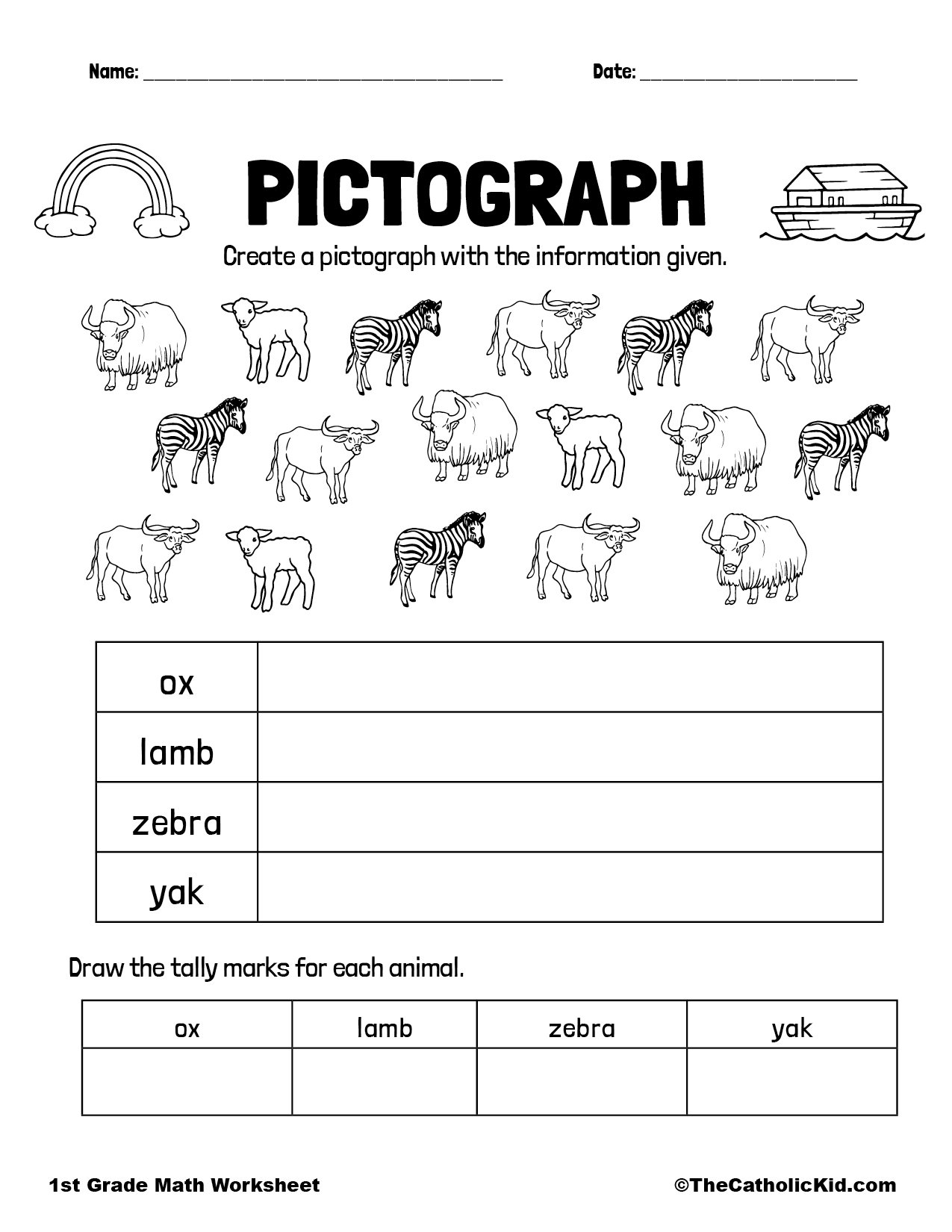 Noah s Ark Pictograph Worksheet TheCatholicKid Noah s Ark Pictograph Worksheet TheCatholicKid