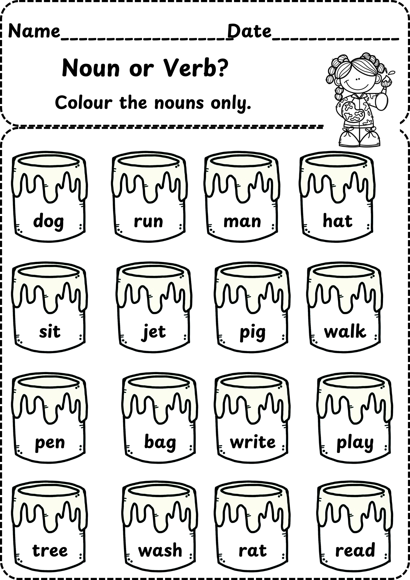 Free Noun Worksheets Kindergarten