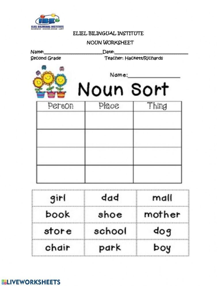 Nouns Activity For SECOND GRADE Live Worksheets Worksheets Library