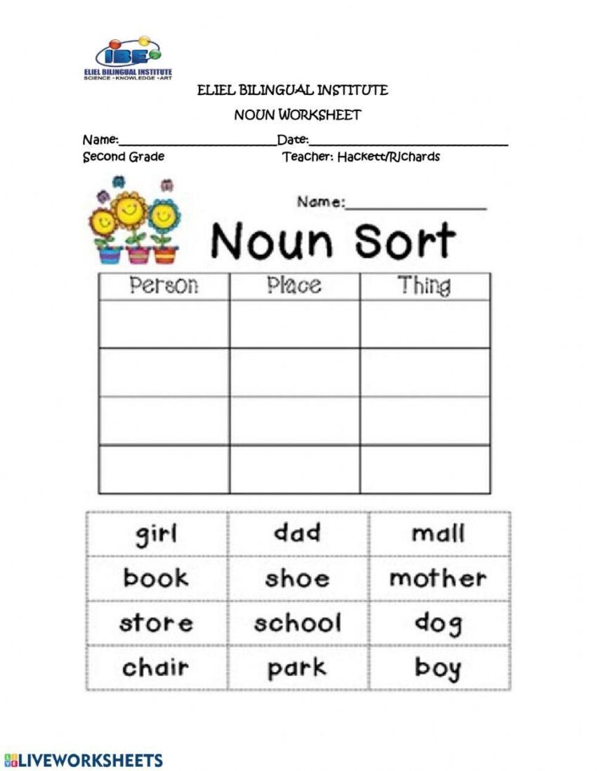 Nouns Activity For SECOND GRADE Live Worksheets Worksheets Library