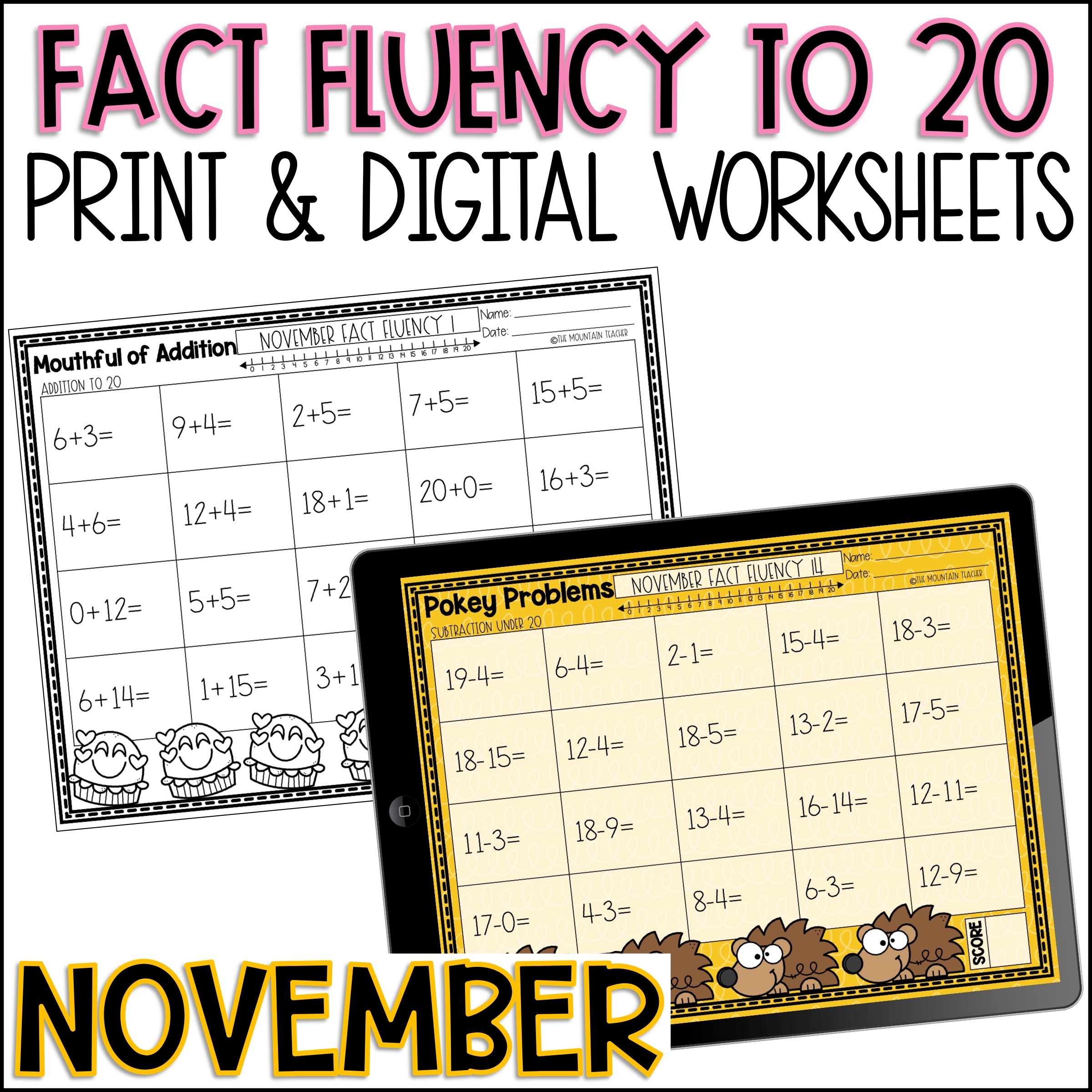 November Math Fact Fluency Worksheets Printable And Google Slides Classful November Math Fact Fluency Worksheets Printable And Google Slides Classful
