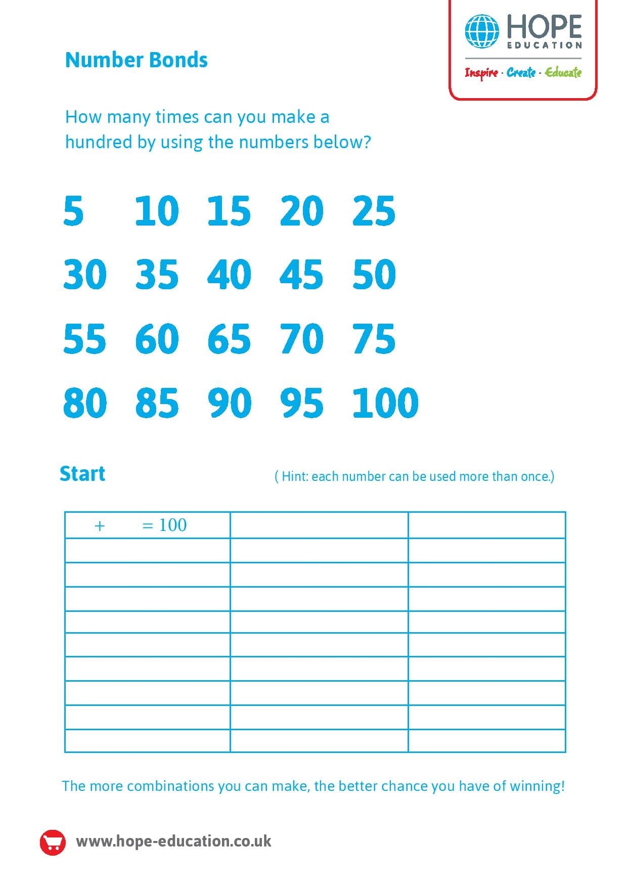 Number Bonds To 30 Worksheet Printable
