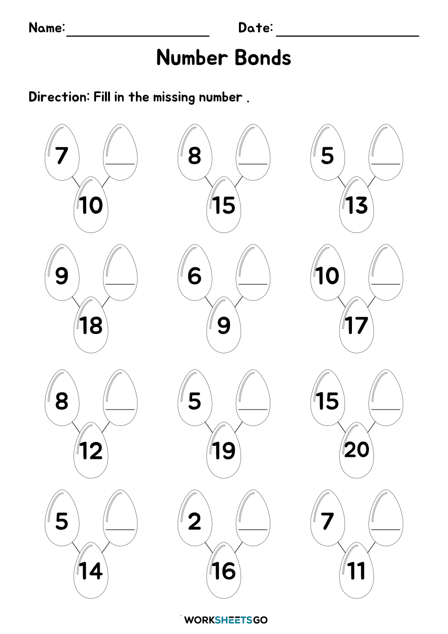 Free Printable Number Bond Worksheets Free Printable Number Bond Worksheets