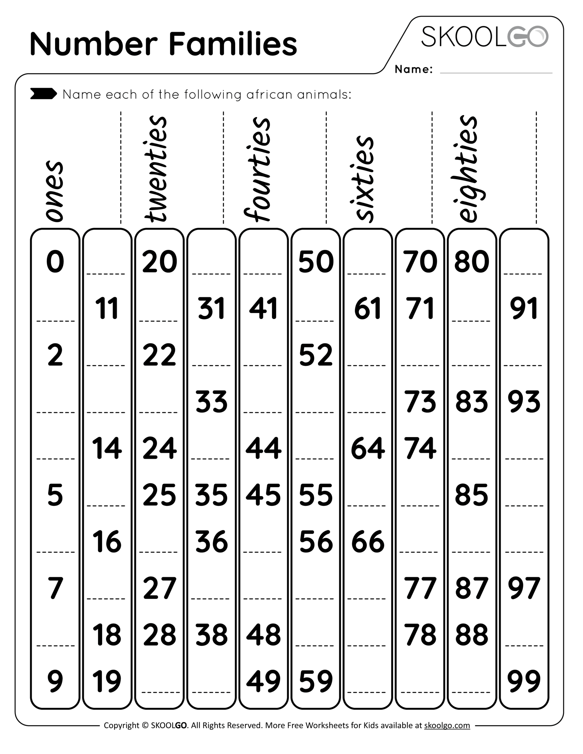 Number Families Free Worksheet SKOOLGO Number Families Free Worksheet SKOOLGO
