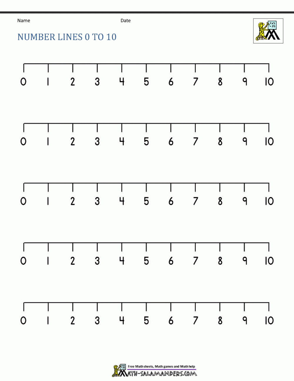 Preschool Number Line Printable Preschool Number Line Printable
