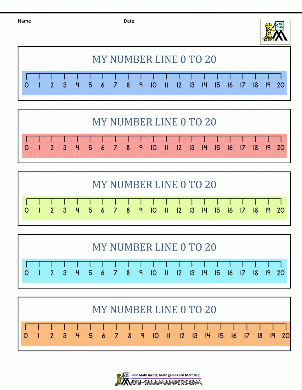 Number Line 0 To 20 Printables Number Line 0 To 20 Printables