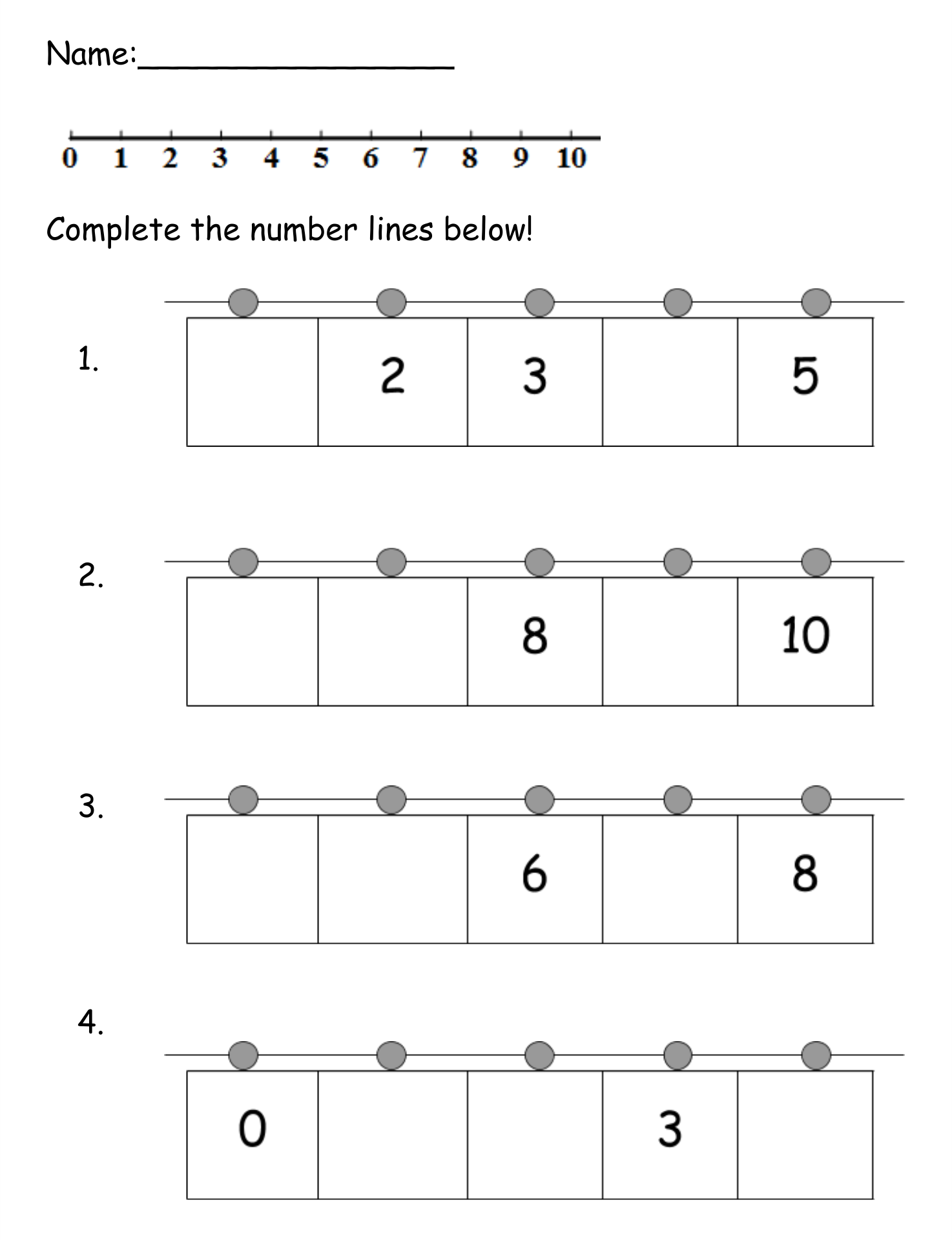 Printable Number Line Worksheets For Kindergarten Printable Number Line Worksheets For Kindergarten