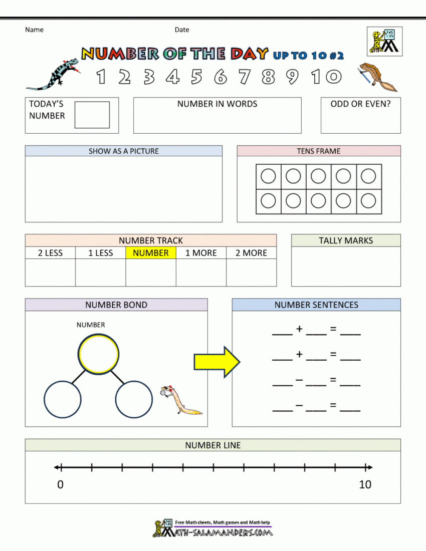 Number Of The Day Worksheet Page