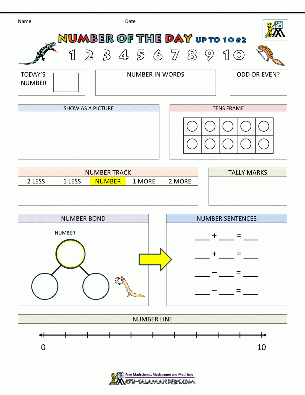 Number Of The Day Worksheet Page Number Of The Day Worksheet Page