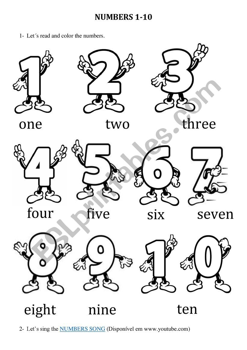 Numbers 1 10 ESL Worksheet By Wonderfulteacher Worksheets Library