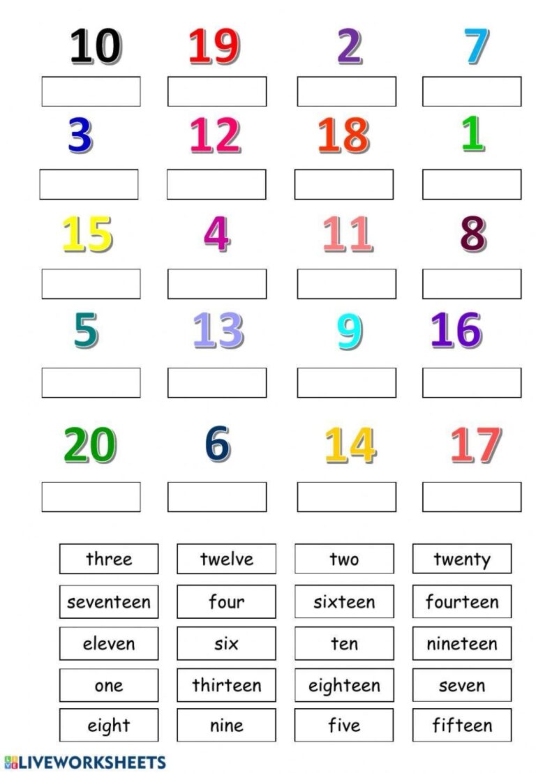 Numbers 1 20 Worksheets Library