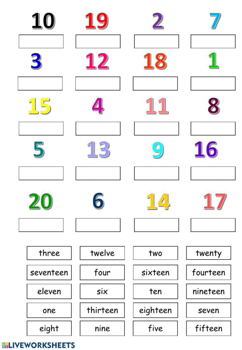 Numbers 1 20 Worksheets Library