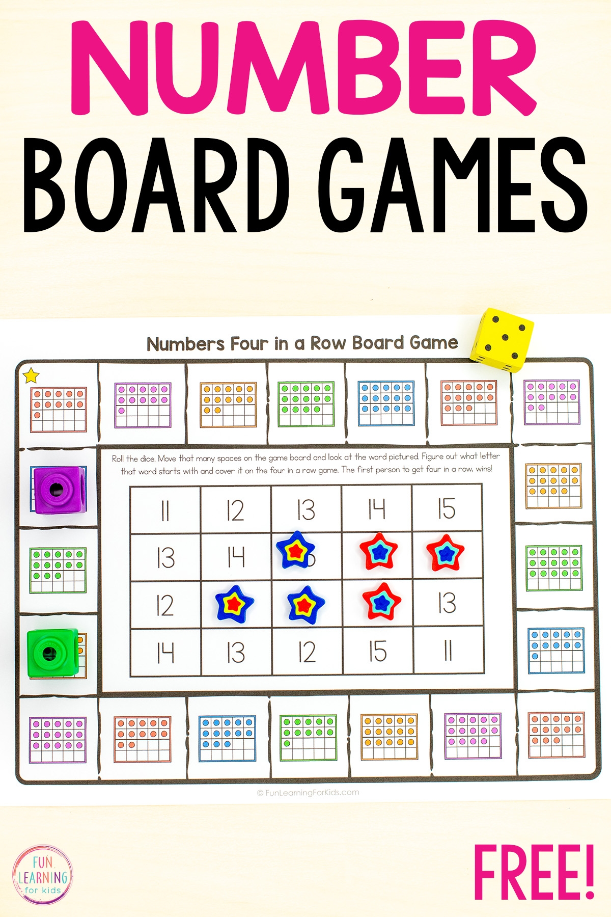 Numbers Four In A Row Board Game Numbers Four In A Row Board Game