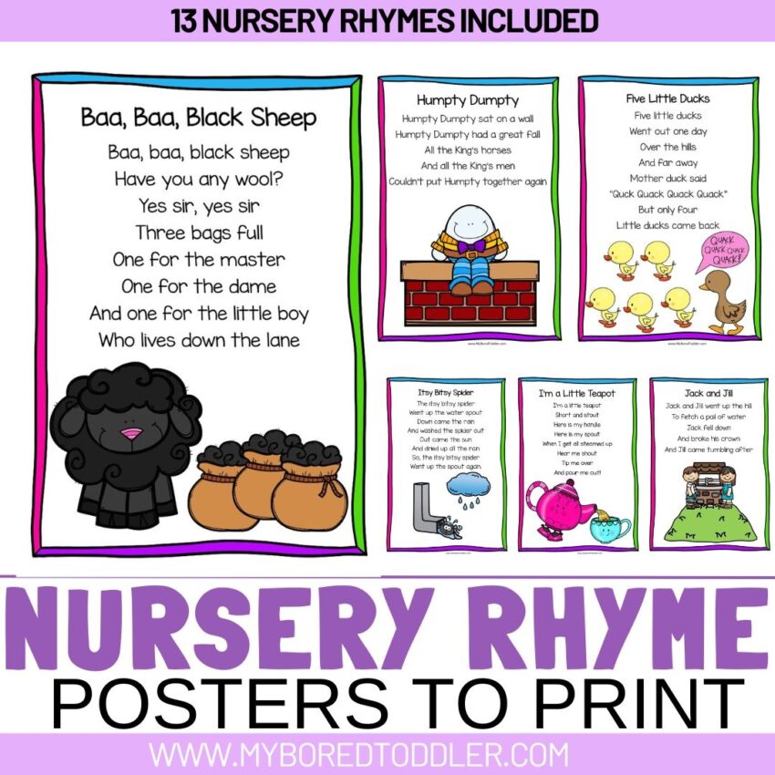 NURSERY RHYME POSTERS TO PRINT TODDLER PRESCHOOL My Bored Toddler