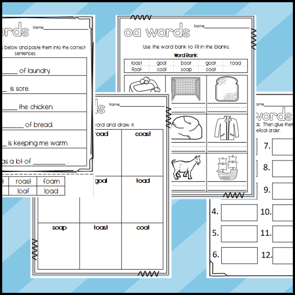 Oa Words Worksheet For Kindergarten