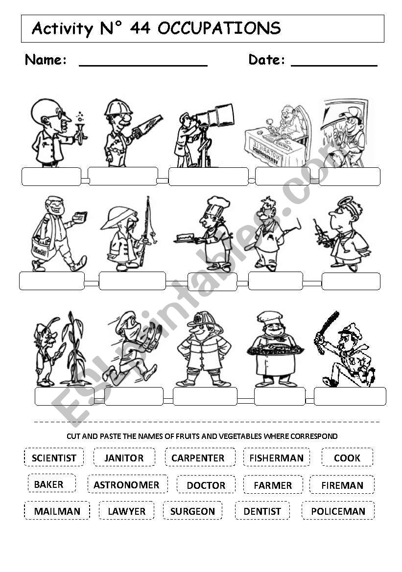 OCCUPATIONS ESL Worksheet By Andresdomingo