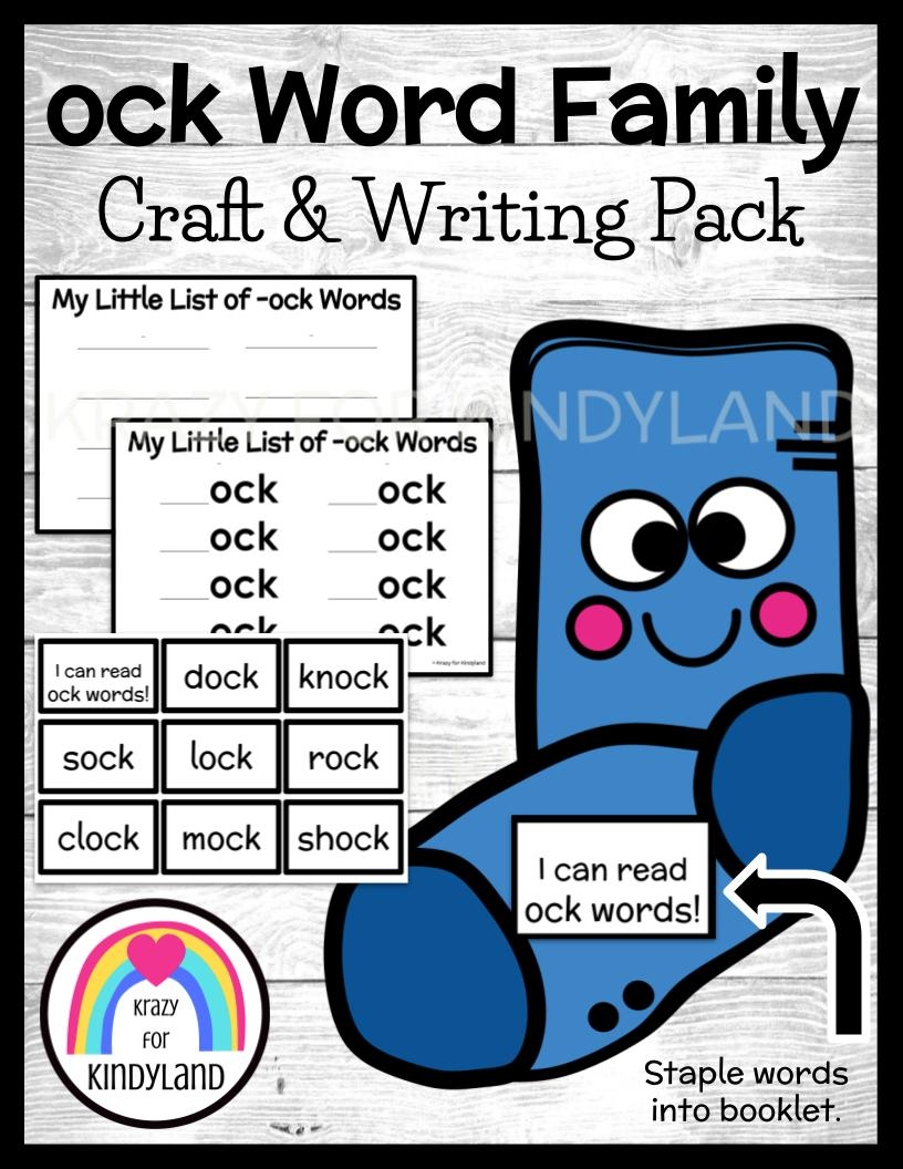 Ock Sock Word Family Craft Activity Rhyming Phonics Word Building