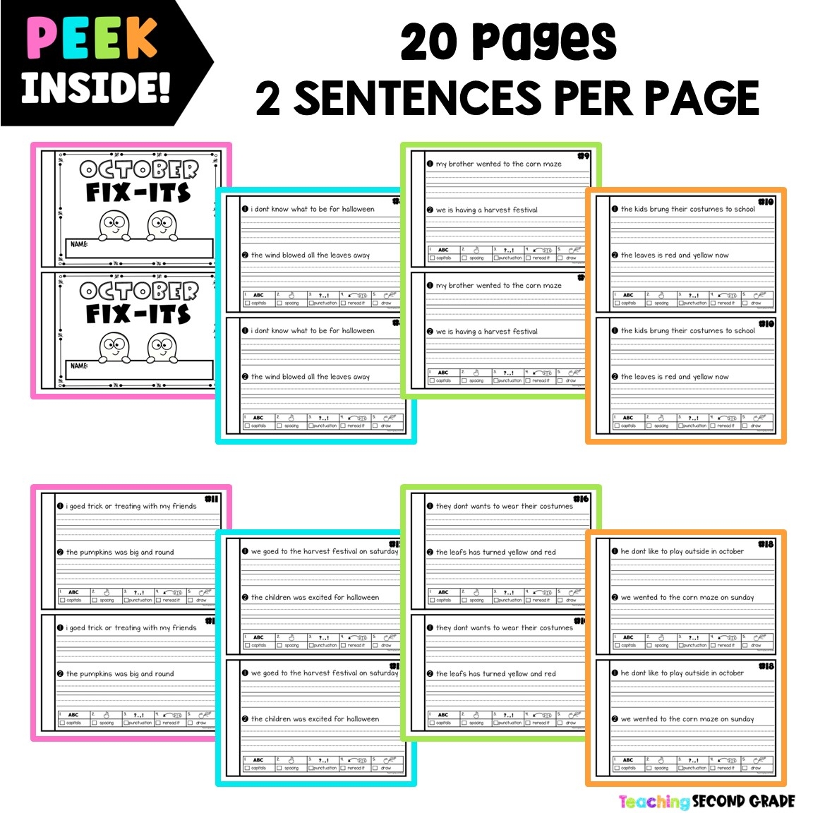 October Fix The Sentence Worksheets Sentence Editing Daily Oral Language DOL Teaching Ideas Made Easy October Fix The Sentence Worksheets Sentence Editing Daily Oral Language DOL Teaching Ideas Made Easy