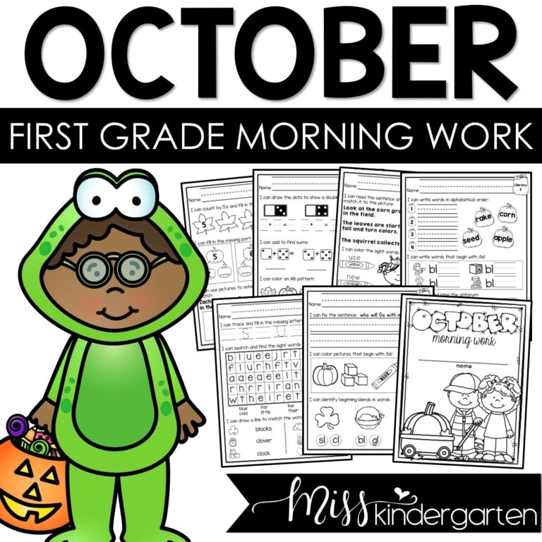 October Morning Work First Grade Miss Kindergarten