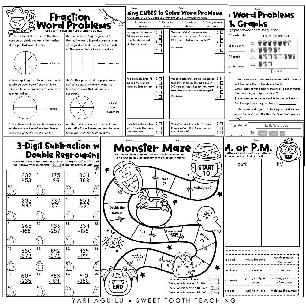 October No Prep Review Activities Homeschooling Math Worksheets U0026 Grammar Reading Worksheets 3rd Grade October No Prep Review Activities Homeschooling Math Worksheets U0026 Grammar Reading Worksheets 3rd Grade