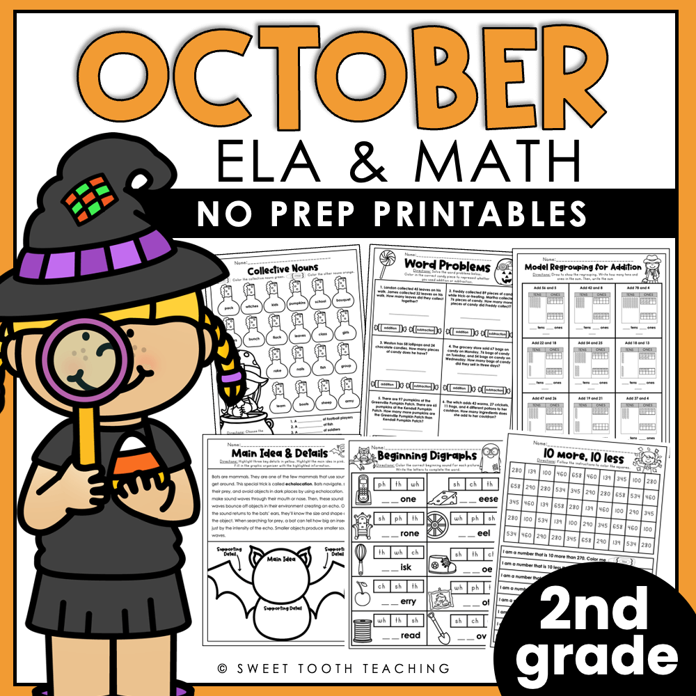Second Grade Printable Halloween Worksheets