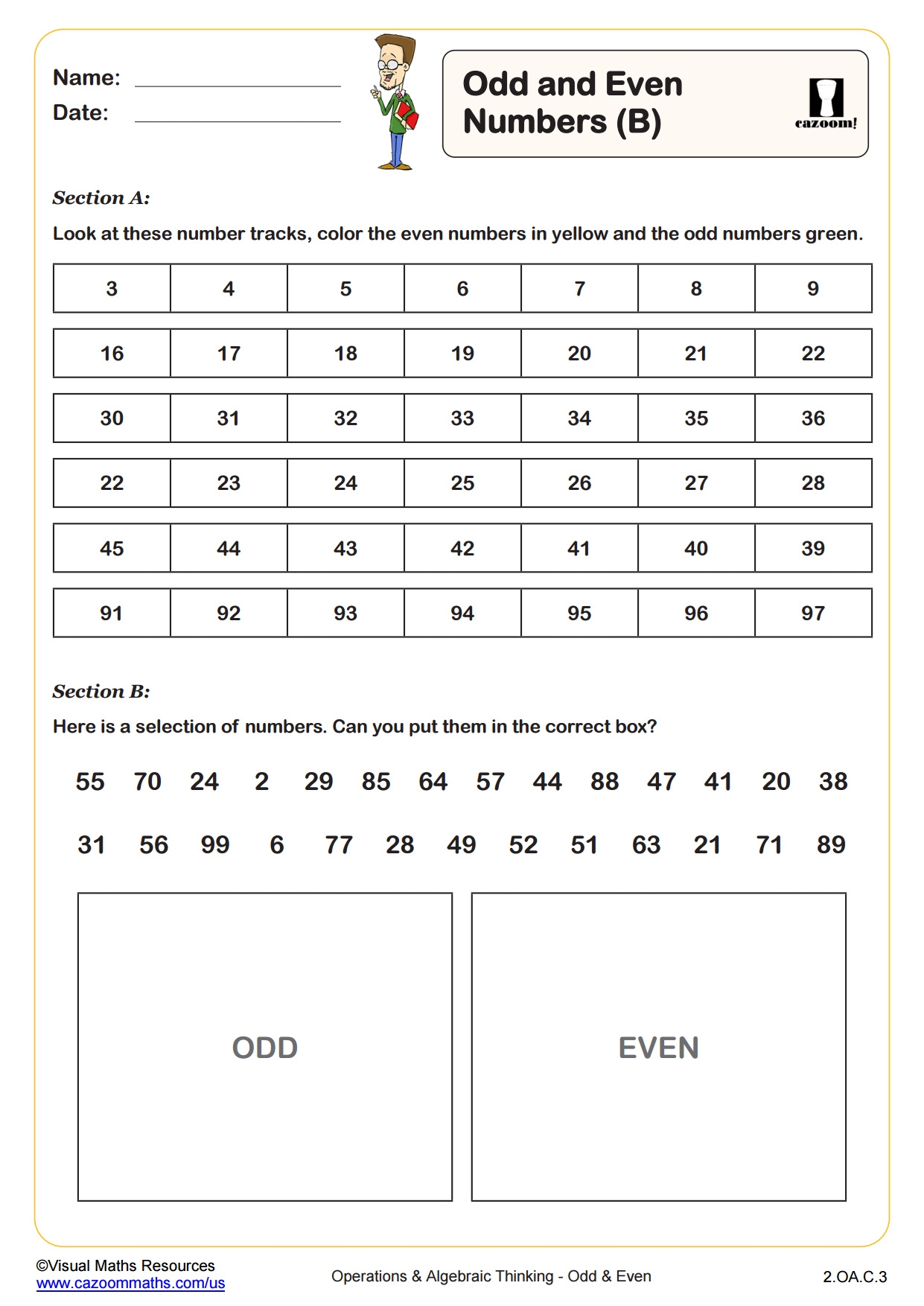 Even And Odd Numbers Printable Worksheets