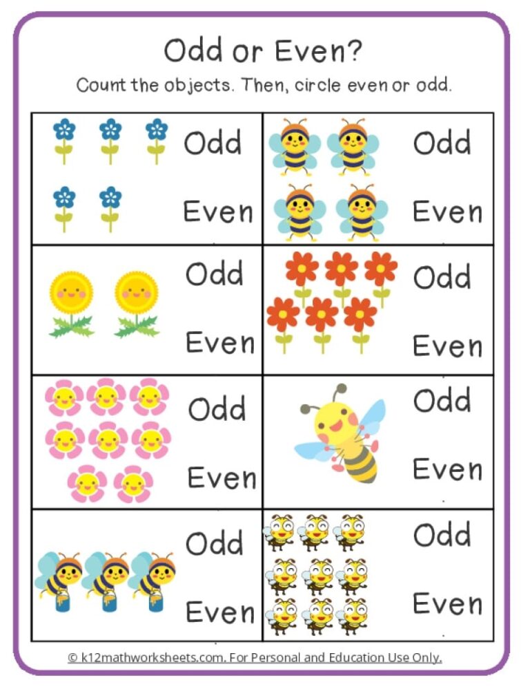 Odd And Even Numbers Worksheets