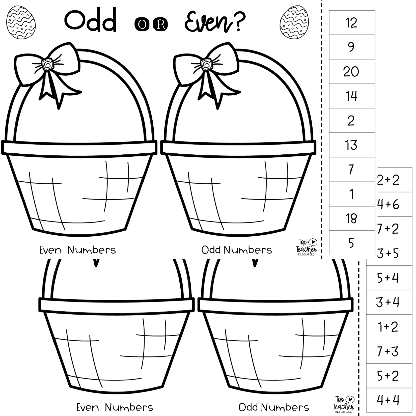 Printable Even And Odd Coloring Worksheet