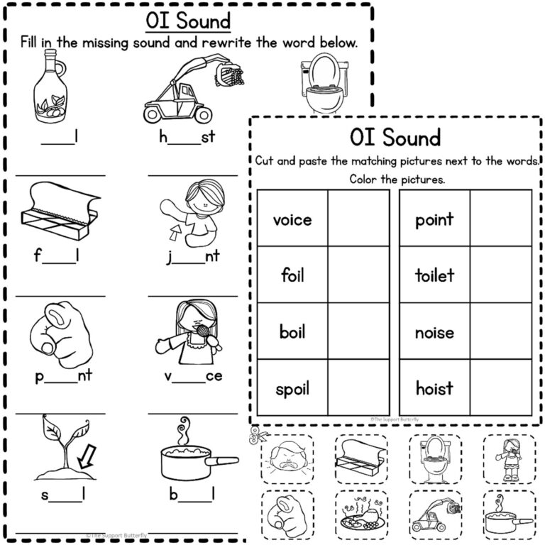 OI And OY Diphthong Worksheets