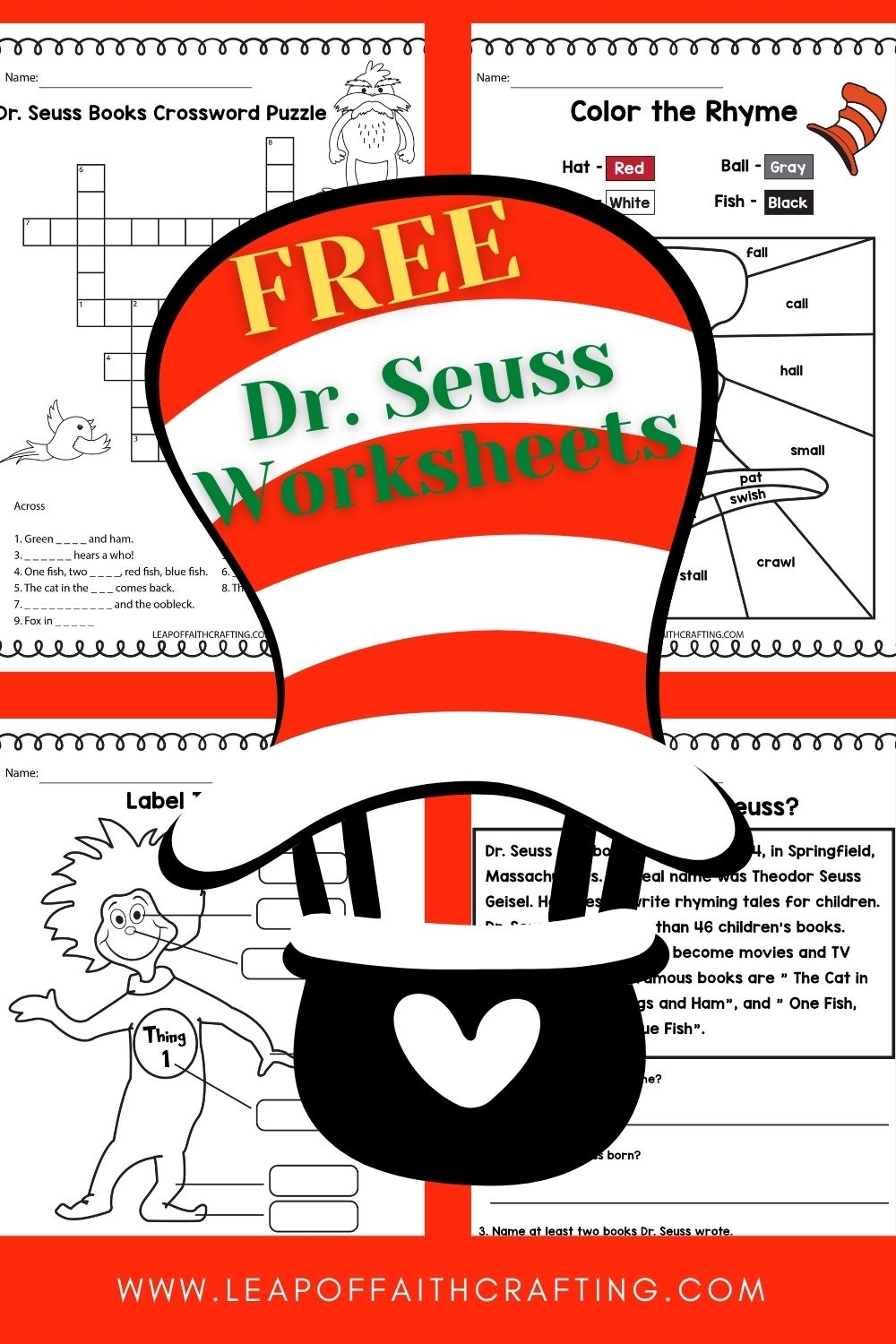 One Fish Two Fish Dr Seuss Printable Counting Activity Worksheets Library