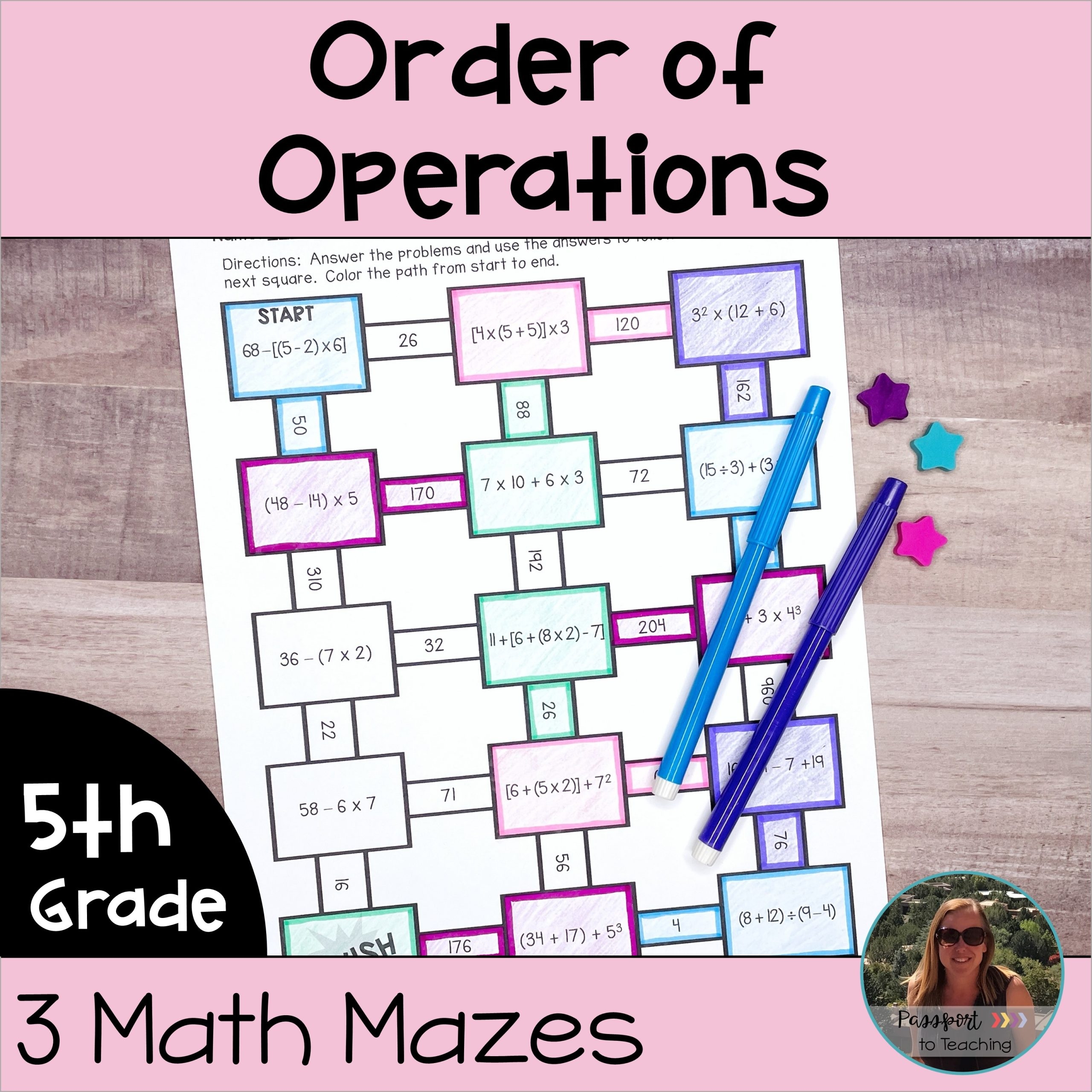 Order Of Operations And Numerical Expressions Math Maze Worksheets 