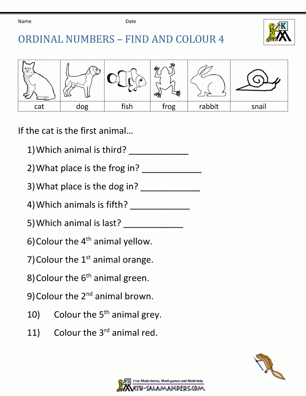 Ordinal Number Worksheets Ordinal Number Worksheets