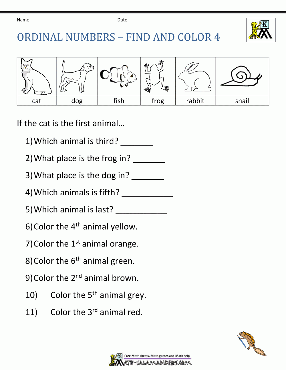 Ordinal Number Worksheets Ordinal Number Worksheets
