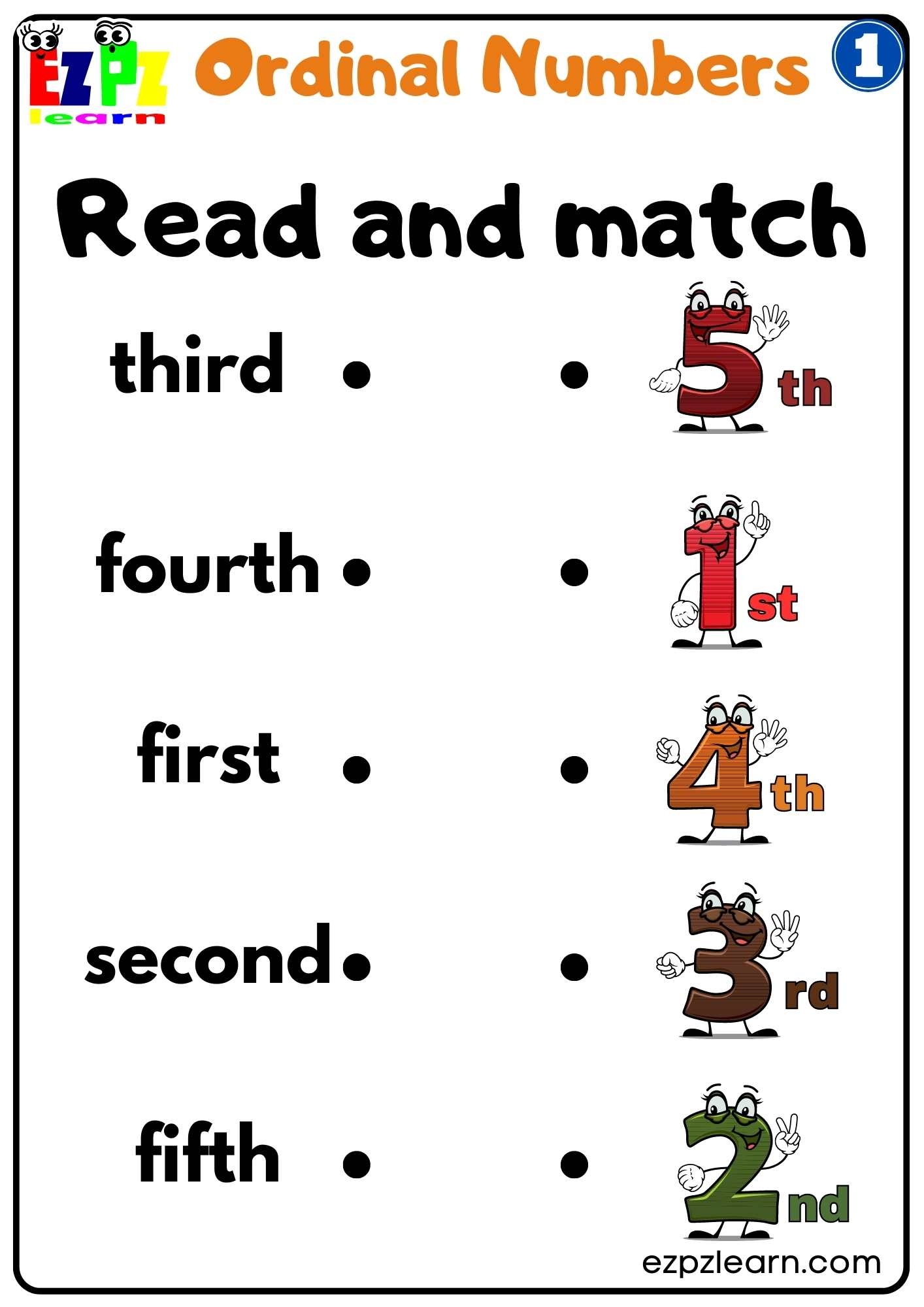 Ordinal Numbers Read And Match 1 Ezpzlearn Ordinal Numbers Read And Match 1 Ezpzlearn