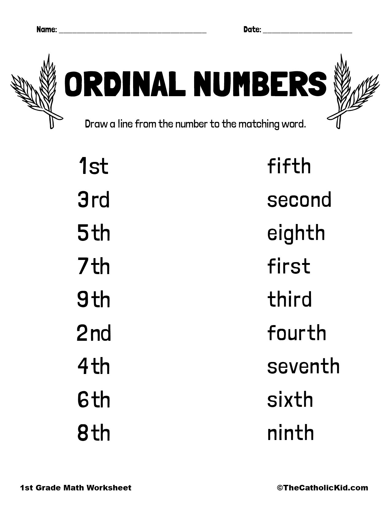 Ordinal Numbers Worksheet TheCatholicKid Ordinal Numbers Worksheet TheCatholicKid